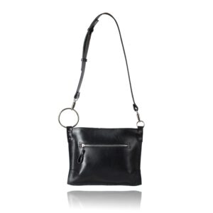 Serenity structured leather handbag in minimalist design, handcrafted in Lithuania