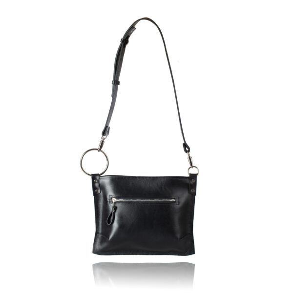 Serenity structured leather handbag in minimalist design, handcrafted in Lithuania