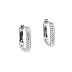 Metropolitan Glow Hoops in rhodium-plated silver with zirconia stone