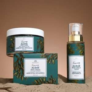 Hautpflege mit Anti-Cellulite-Serum auf Oberschenkel aufgetragen